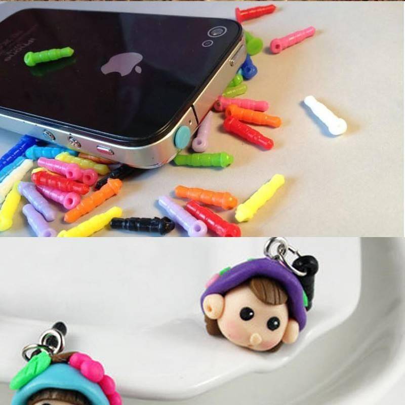 10pcs multicolor Plastic dust plug 3.5mm earphones accessories DIY phone Pendant parts for iphone samsung Dustproof Plug Caps