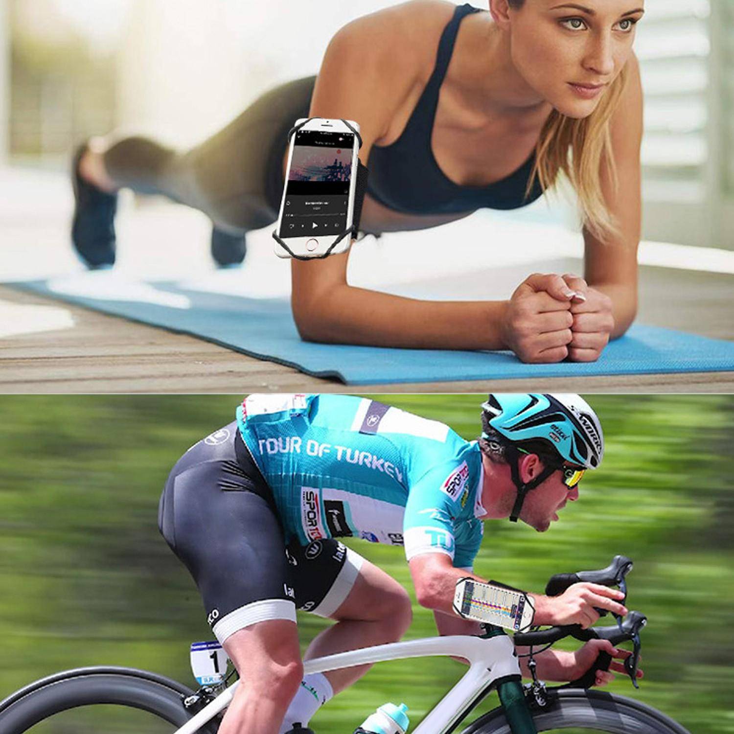 360 Degree Adjustable Detachable Cell Phone Holder Armband Sports Running Mobile Phone Arm Band for 4-6.5 inch Smartphones