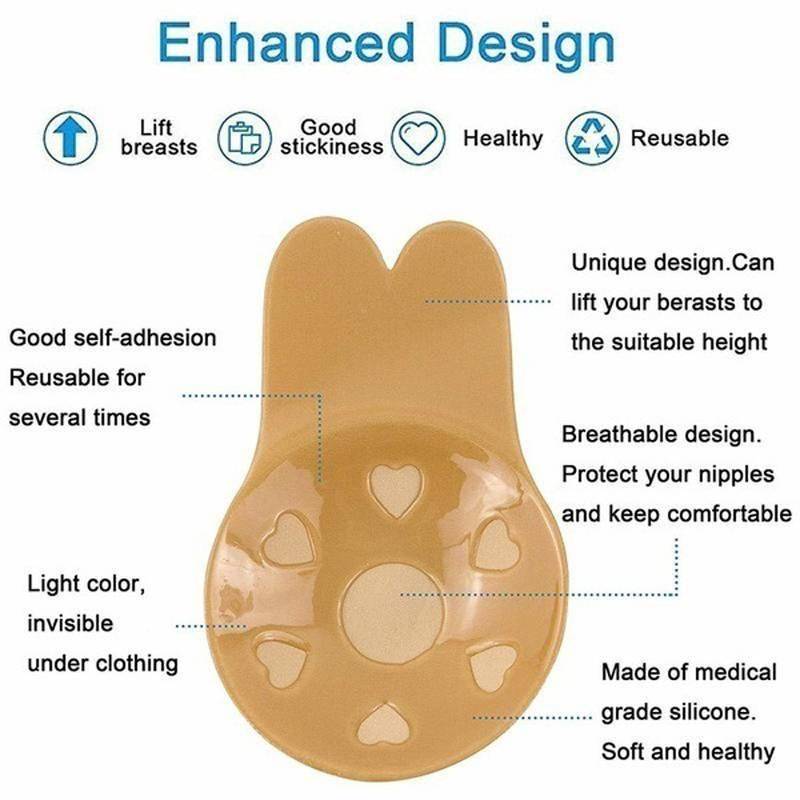 2 Pairs Silicon Invisible Adhesive Push Up Bra Beauty & Health Strapless Bra 