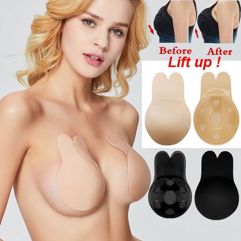 2 Pairs Silicon Invisible Adhesive Push Up Bra Beauty & Health Strapless Bra 